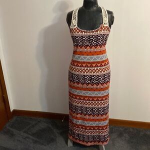 Chesley sleeveless  multi color crochet razor back dress, size Medium